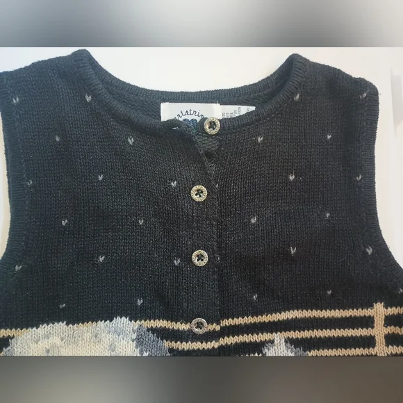 Vintage Hartstrings Girls Horse Needlepoint Sweater Vest Button Equestrian - Picture 2 of 10